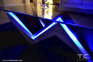  led glass coffee table