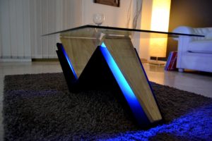 black coffee table with led light