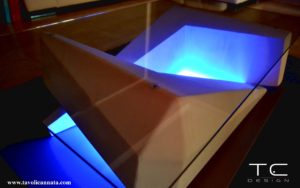  led glass coffee table