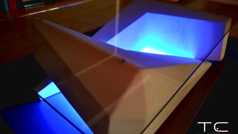 living room table with light led