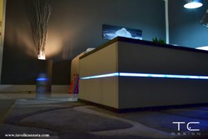 White coffee table with led light